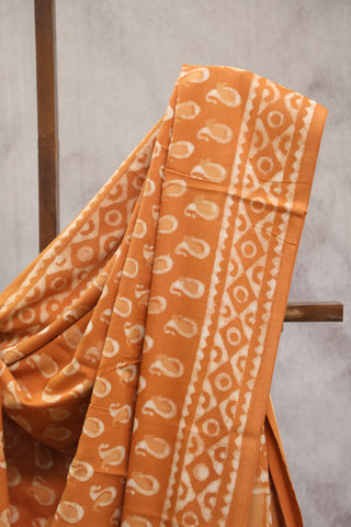 Orange HBP Cotton Saree - SROCS1329