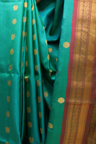 Dark Green Gadwal Silk Saree - SRDGGSS331