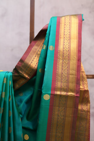 Dark Green Gadwal Silk Saree - SRDGGSS331