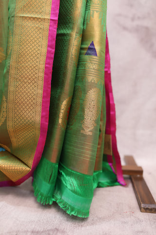 Two Tone Green Gadwal Silk Saree - SRTTGGSS330