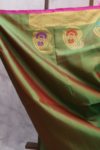 Two Tone Green Gadwal Silk Saree - SRTTGGSS330