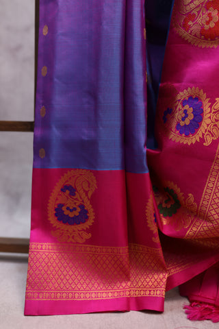 Two Tone Blue Gadwal Silk Saree - SRDPGSS323