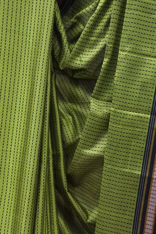 Neon Green Plain Khun Saree With Border-SRNGPKS263