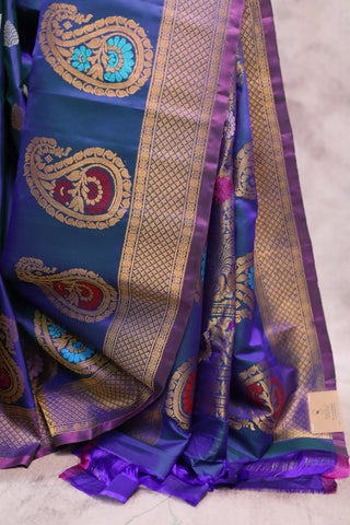 Aqua Blue Gadwal Silk Saree - SRABGSS329