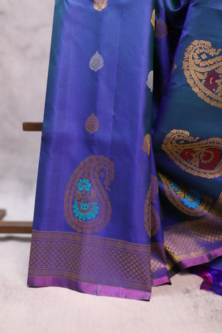 Aqua Blue Gadwal Silk Saree - SRABGSS329