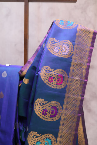 Aqua Blue Gadwal Silk Saree - SRABGSS329