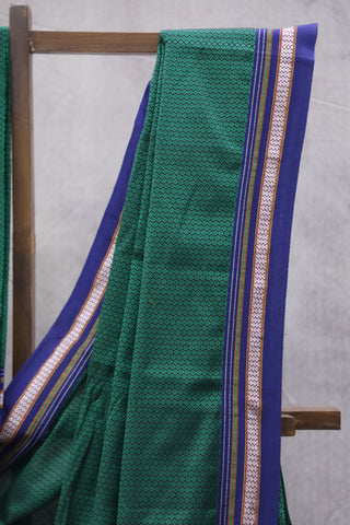 Green Plain Khun Saree With Border-SRGPKS264