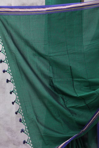 Green Plain Khun Saree With Border-SRGPKS264