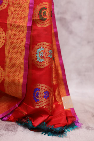 Red Gadwal Silk Saree - SRRGSS325