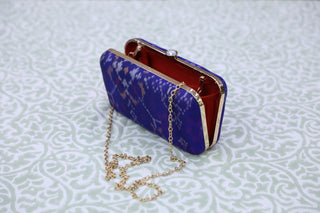 Dark Blue Patola Clutch- SRDBPC10