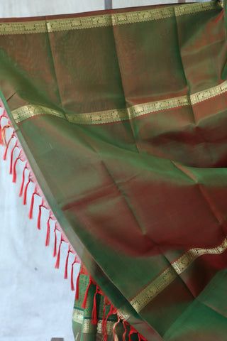 Green Kanjeevaram Silk Saree with Golden Buttas - SRGKSS573