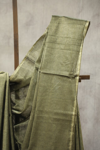 Dark Moss Tissue Maheshwari Saree - SRDMTMS137EX