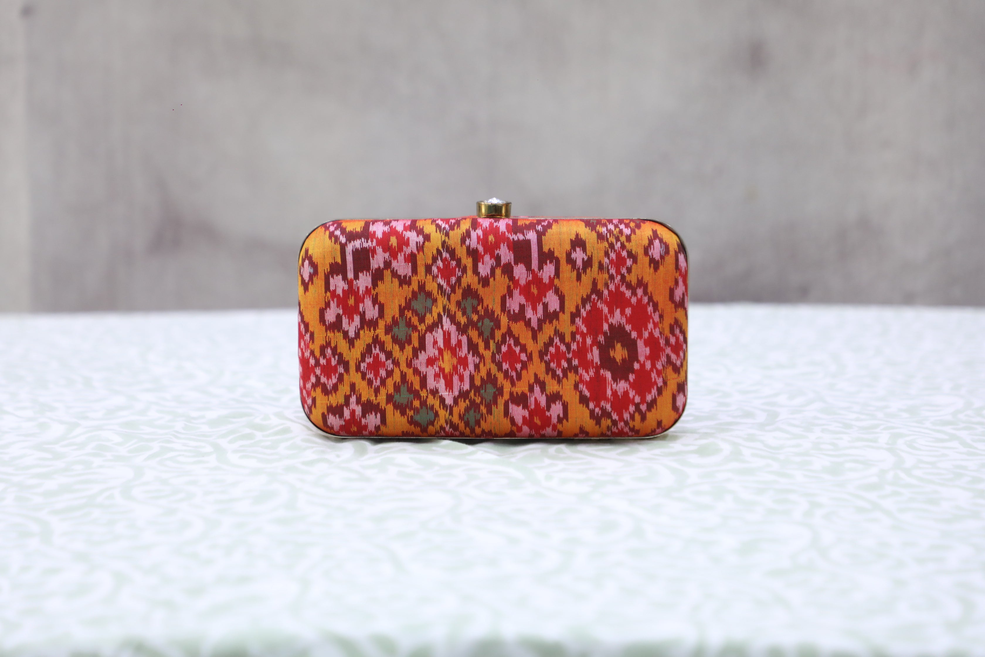Dark Orange Patola Clutch- SRDOPC15