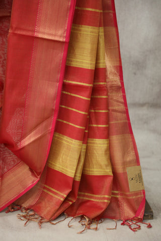 Red Maheshwari Saree - SRRTMS161EX