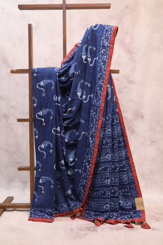 Blue HBP Cotton Saree - SRBCS182