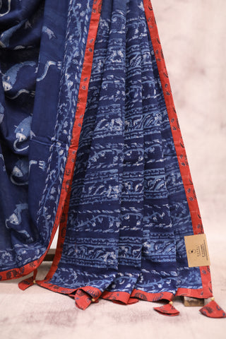 Blue HBP Cotton Saree - SRBCS182