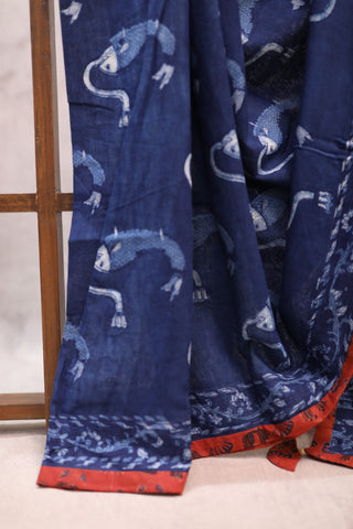 Blue HBP Cotton Saree - SRBCS182