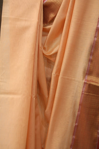 Pastel Carrot Maheshwari Cotton Silk Saree - SRPCMCS179EX