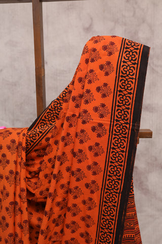 Orange HBP Cotton Saree - SROCS1168