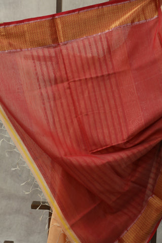 Pastel Carrot Maheshwari Cotton Silk Saree - SRPCMCS179EX