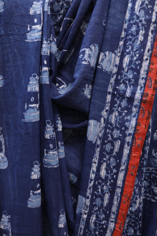 Blue HBP Cotton Saree - SRBCS184