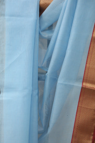 Sky Blue Cotton Silk Maheshwari Saree -SRSSBCSMS27EX