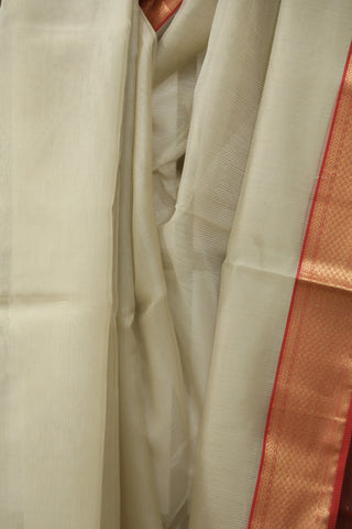 Beige Organza Maheshwari Saree - SRSBCSMS28EX