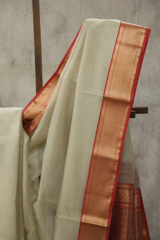 Beige Organza Maheshwari Saree - SRSBCSMS28EX