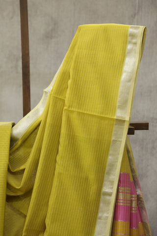 Yellow Maheshwari Cotton Silk Saree - SRYMCS182EX