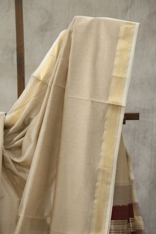 Beige Maheshwari Cotton Silk Saree - SRBCS166EX