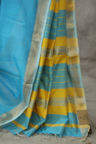 Blue Maheshwari Cotton Silk Saree - SRBCS168EX