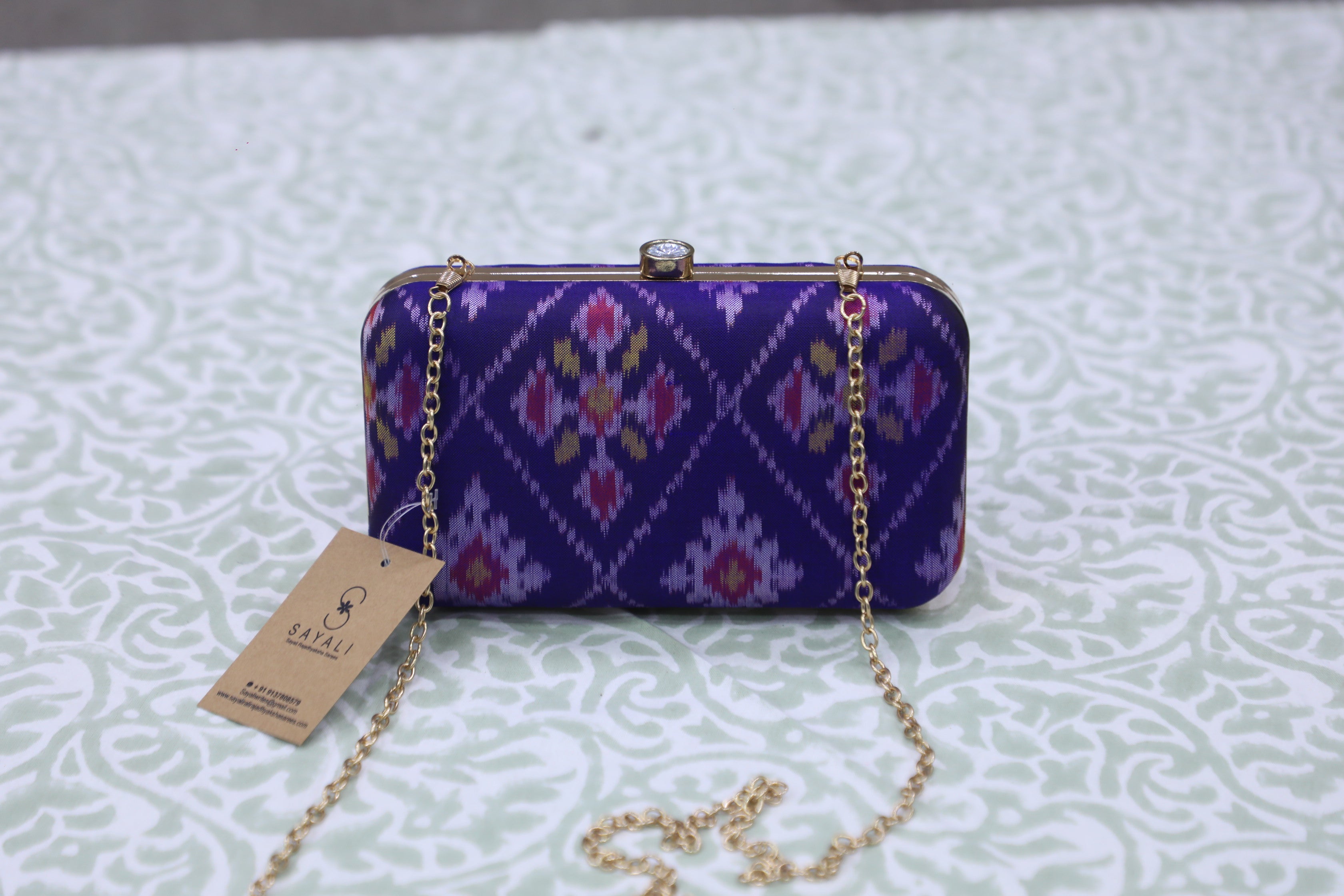 Blue Patola Clutch- SRBPC07