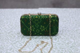 Two Tone Green Patola Clutch- SRTTGPC11