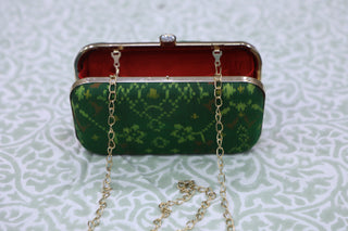 Two Tone Green Patola Clutch- SRTTGPC11