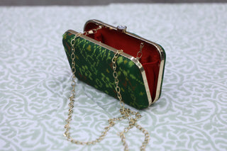 Two Tone Green Patola Clutch- SRTTGPC11