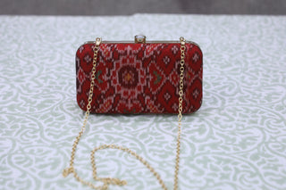 Dark Red Patola Clutch- SRDRPC13