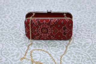 Dark Red Patola Clutch- SRDRPC13