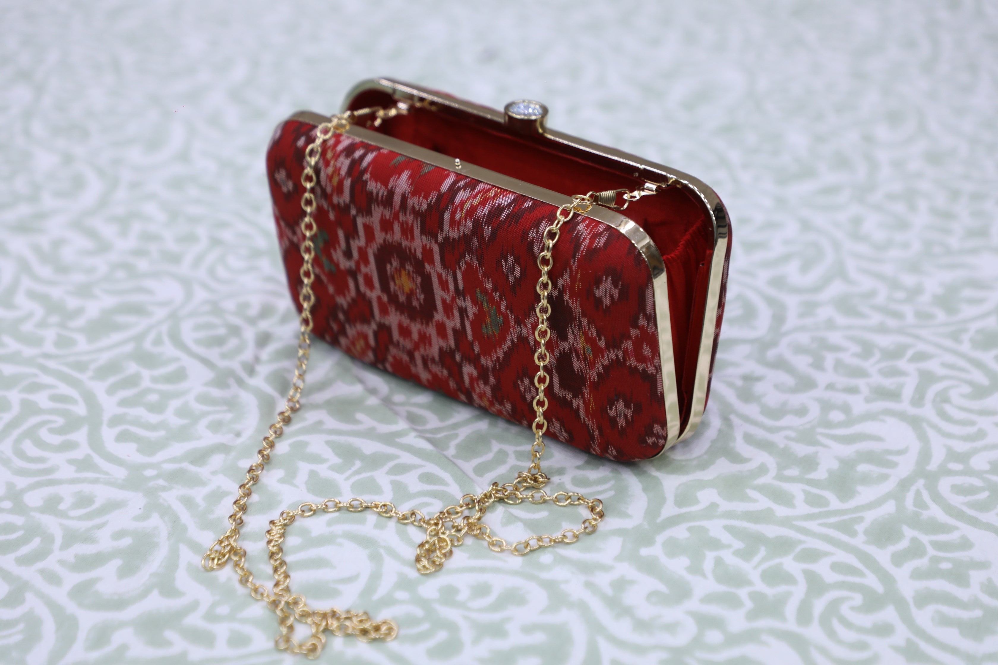 Dark Red Patola Clutch- SRDRPC13