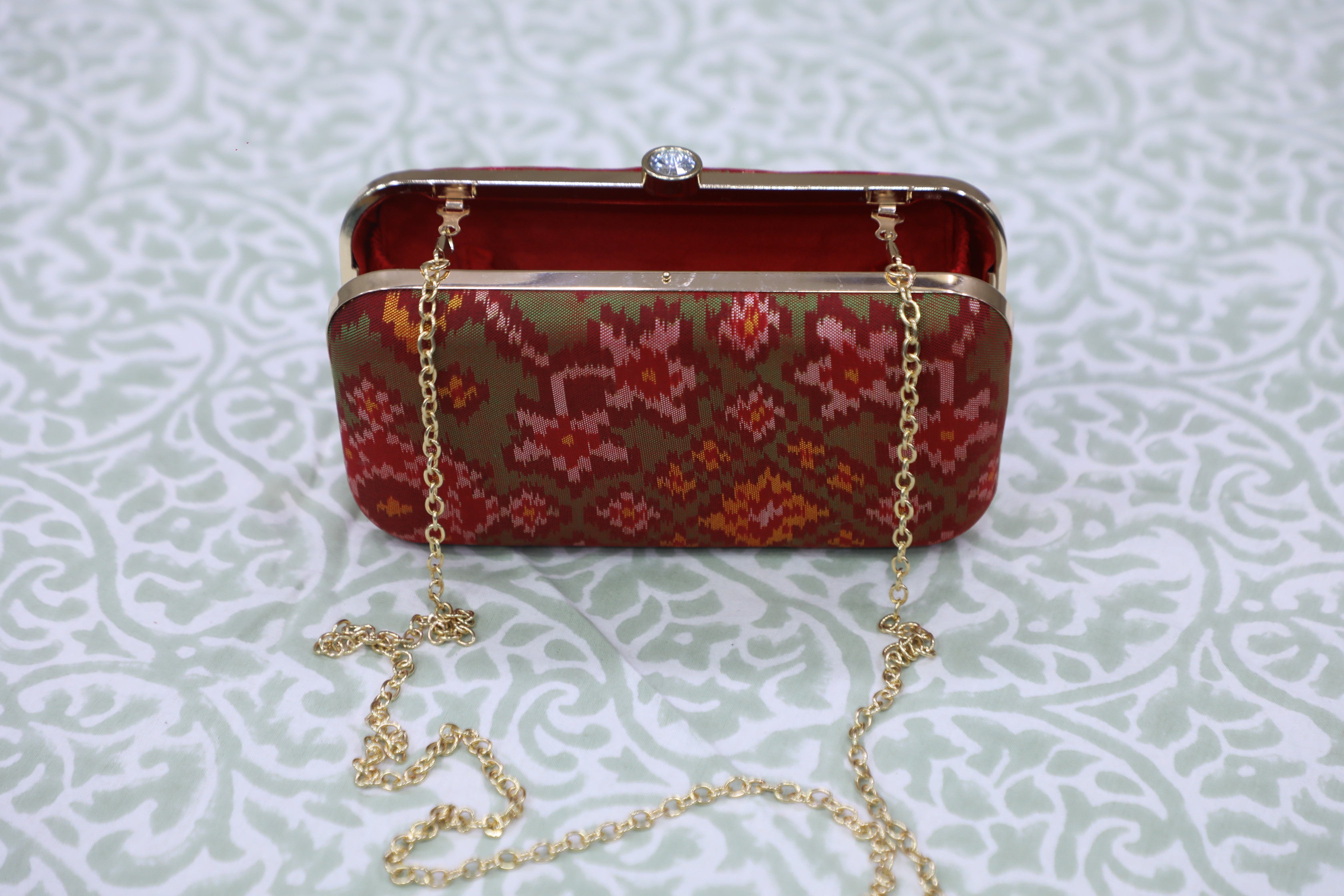 Two Tone Green Patola Clutch- SRTTGPC06