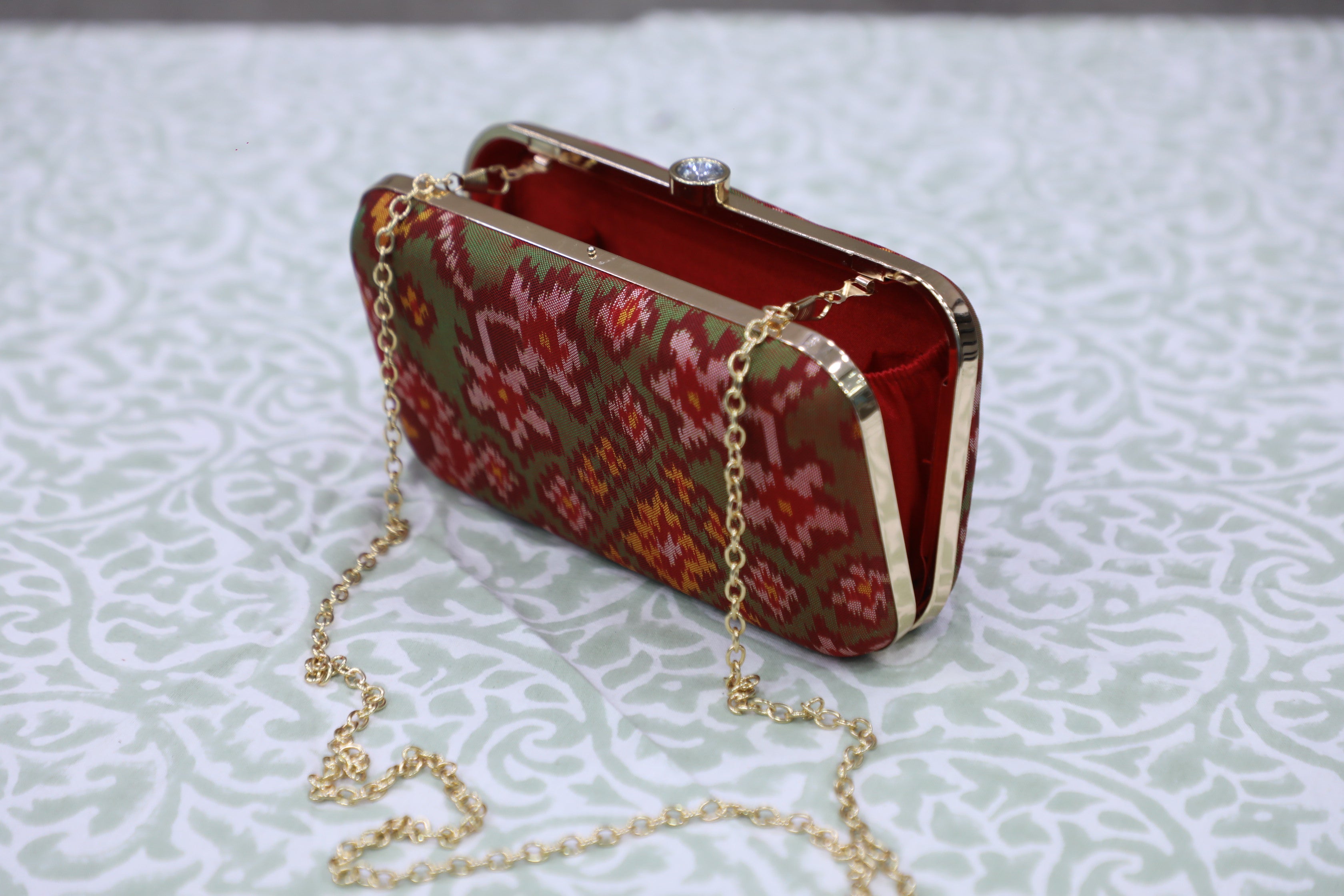 Two Tone Green Patola Clutch- SRTTGPC06