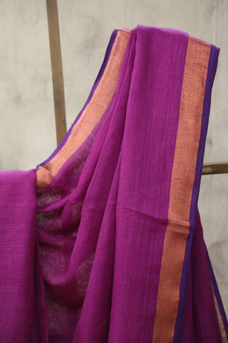 Purple Plain Linen Saree With Violet Tassels-SRPPLS150EX