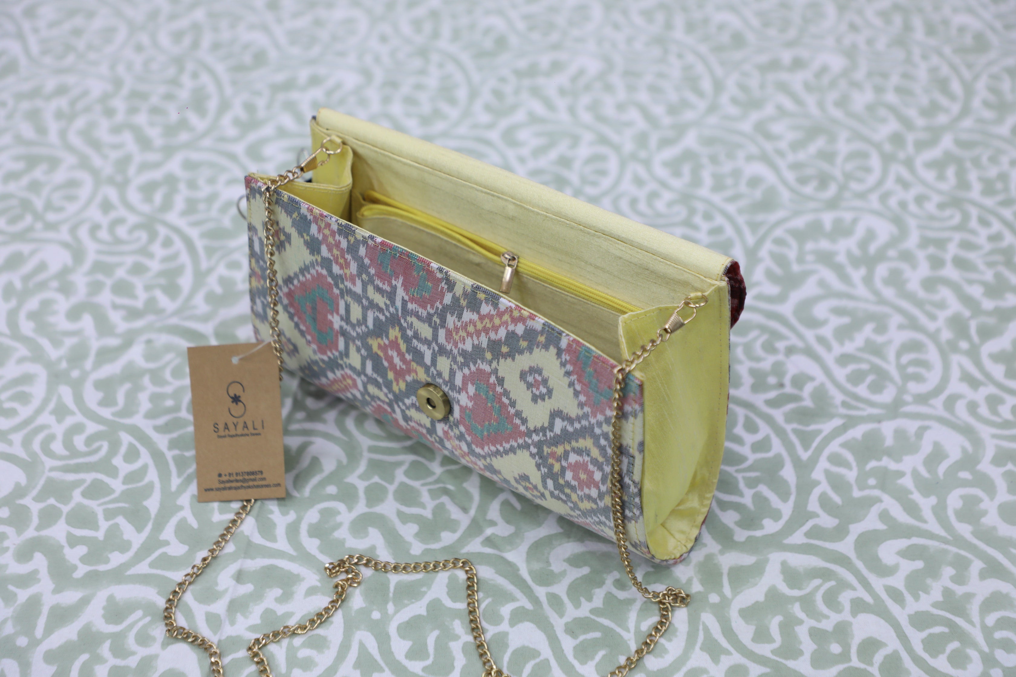 Lemon Yellow Patola Clutch- SRLYPC30