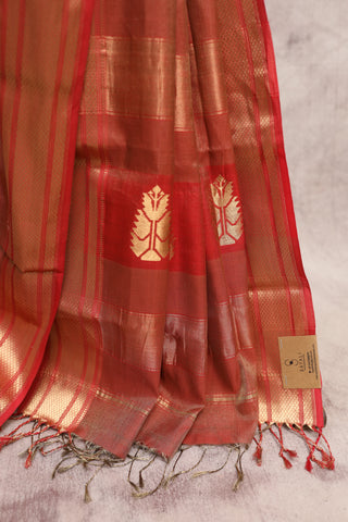 Red Maheshwari Tissue Silk Saree - SRRMTSS185