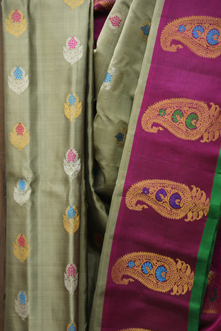 Olive Green Gadwal Silk Saree - SROGGSS410