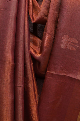 Rust Tissue Linen Jamdani Saree - SRRTLJS8