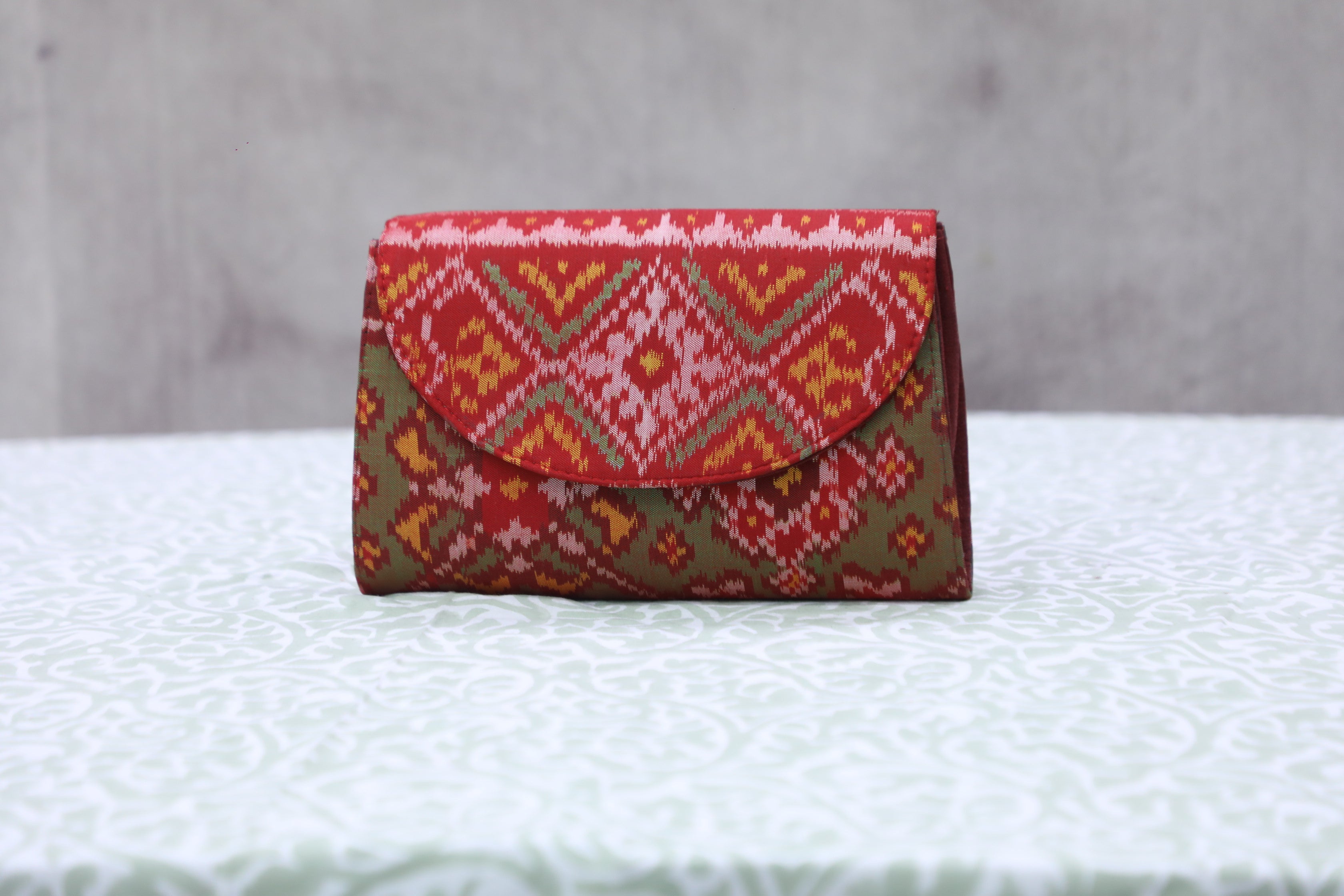 Two Tone Green Patola Clutch- SRTTGPC40