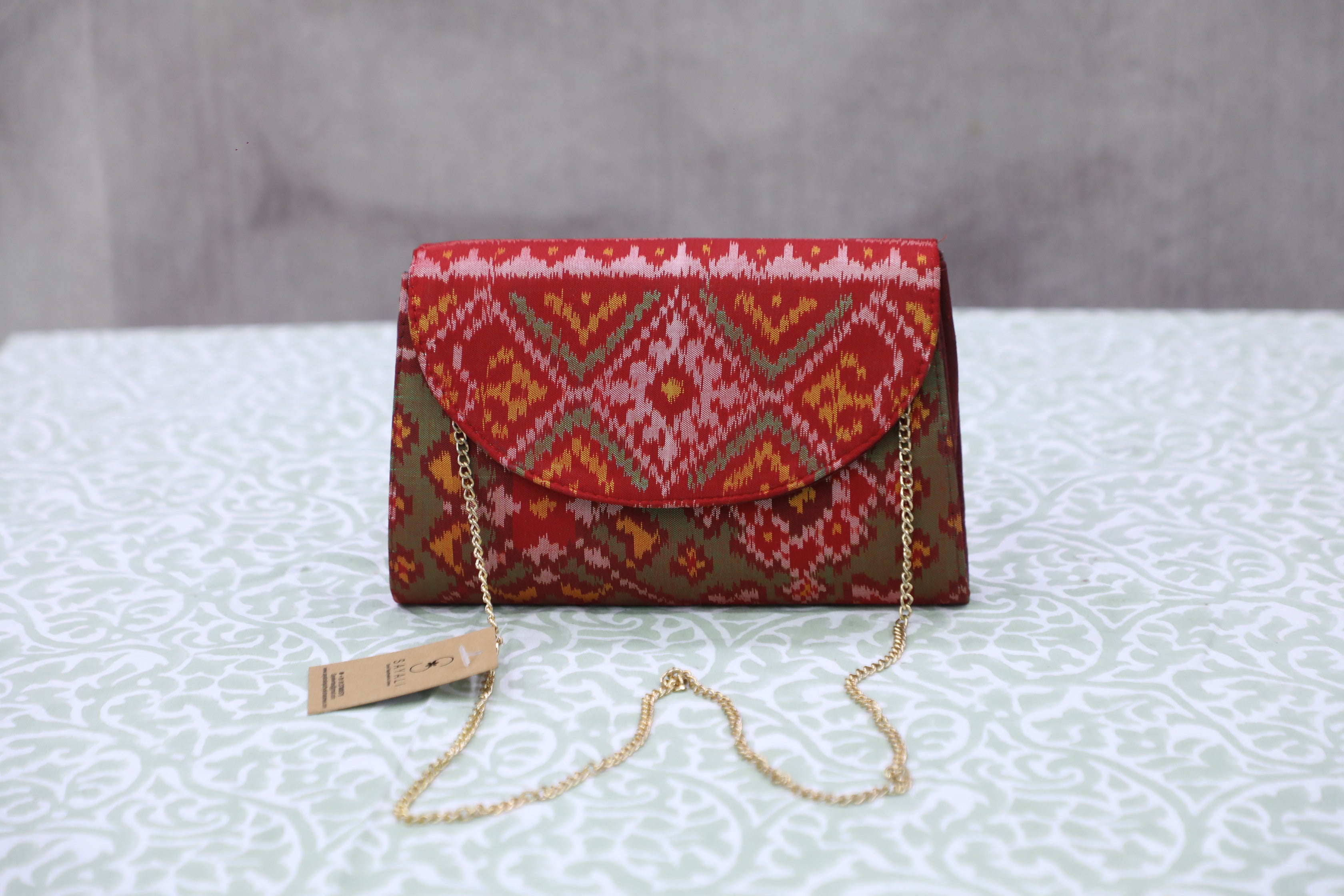 Two Tone Green Patola Clutch- SRTTGPC40