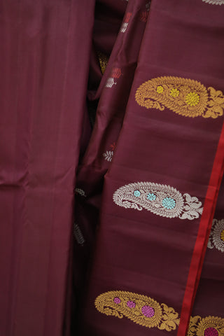 Dark Wine Gadwal Silk Saree - SRDWGSS411