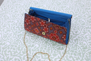 Peacock Blue Patola Clutch- SRPBPC38