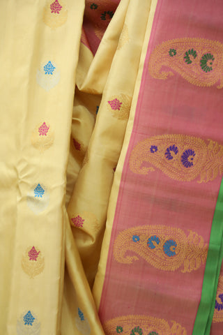 Vanilla Yellow Gadwal Silk Saree - SRVYGSS405